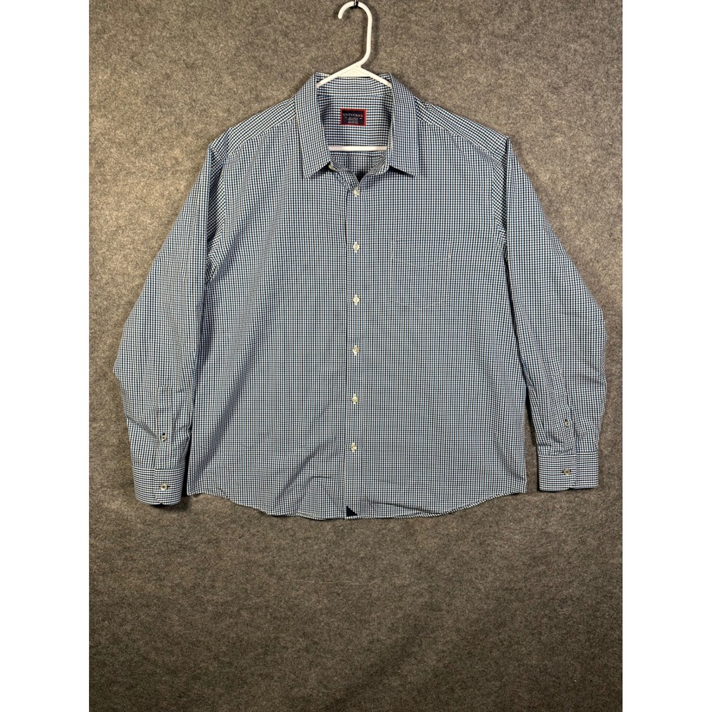 UNTUCKit Mens CLIMENS Gingham ButtonDown Shirt BlueWhite XXL Wrinkle Free Cotton